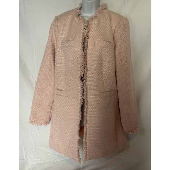 Venus Women Jacket Size 12 Pink Tweed -Open Front - Picture 2 of 16